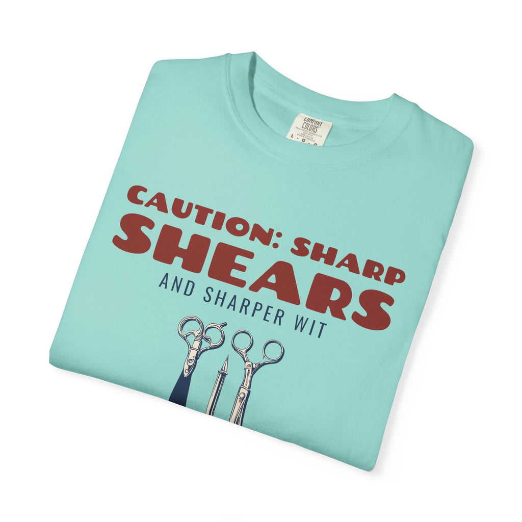 Funny Hairstylist Shirt - Caution: Sharp Shears and Sharper Wit
