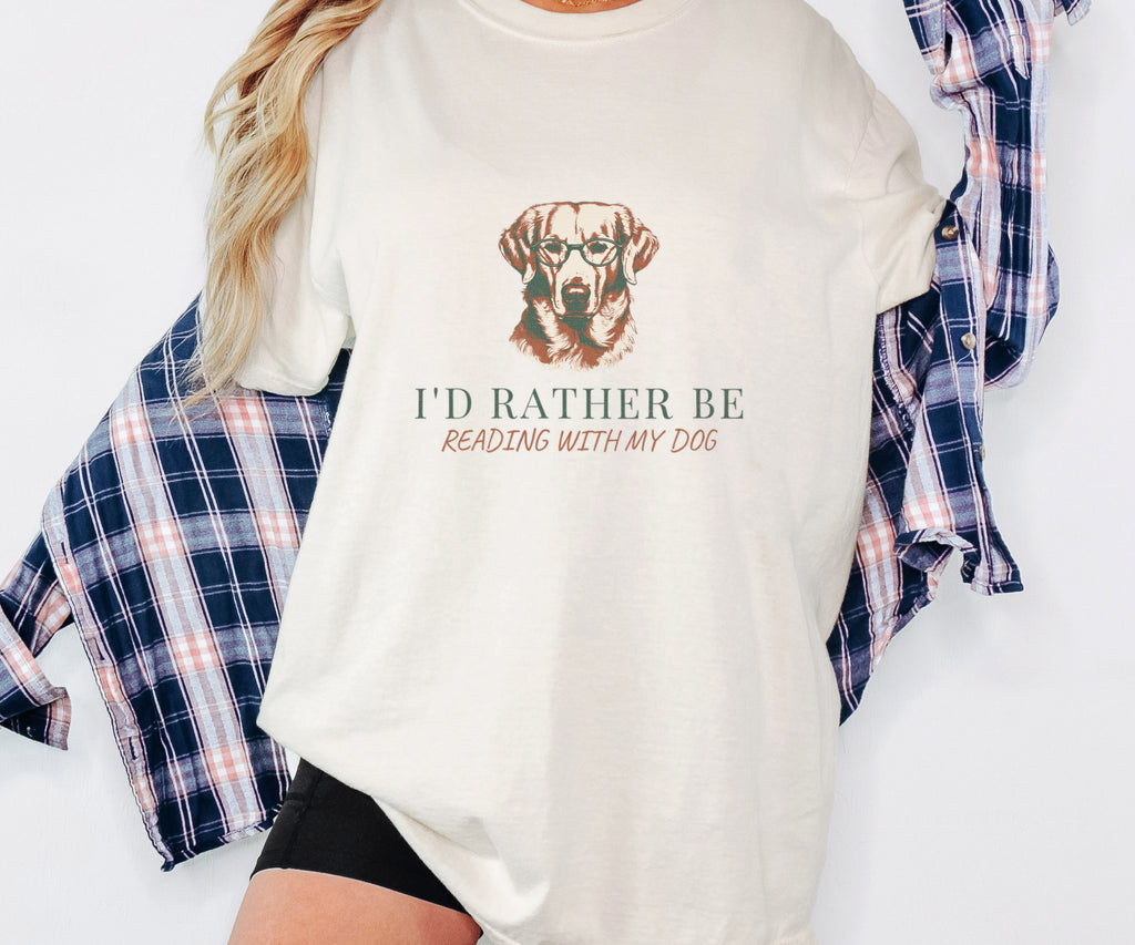 Dog And Book Lover Shirt - I'd Rather Be Reading with My Dog Tee - photo 2