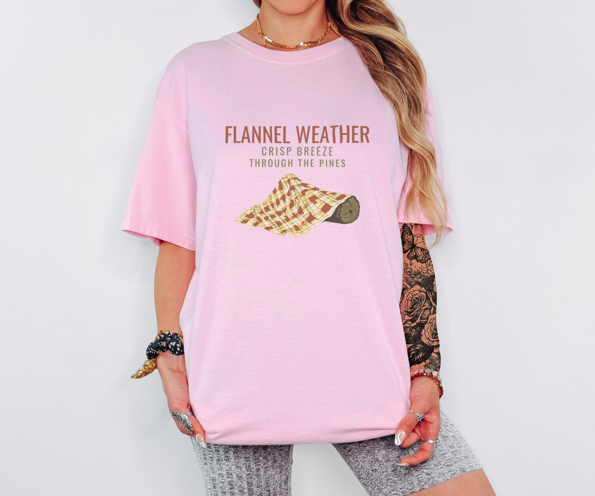 Fall Cabin Shirt - Flannel Weather Crisp Breeze Through the Pines worn