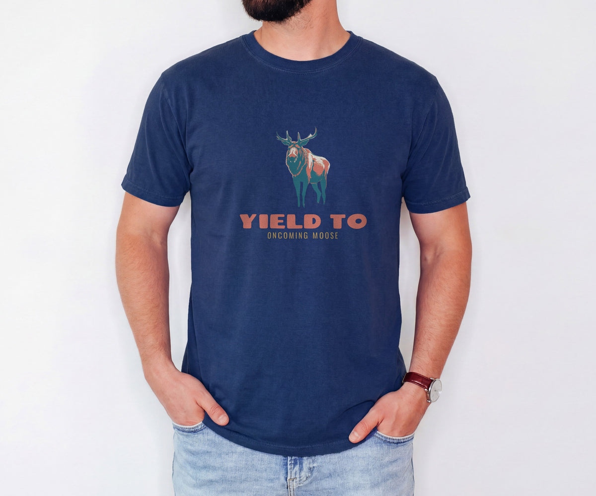 Moose Wildlife Lover Shirt - Yield to Oncoming Moose Tee - photo 2