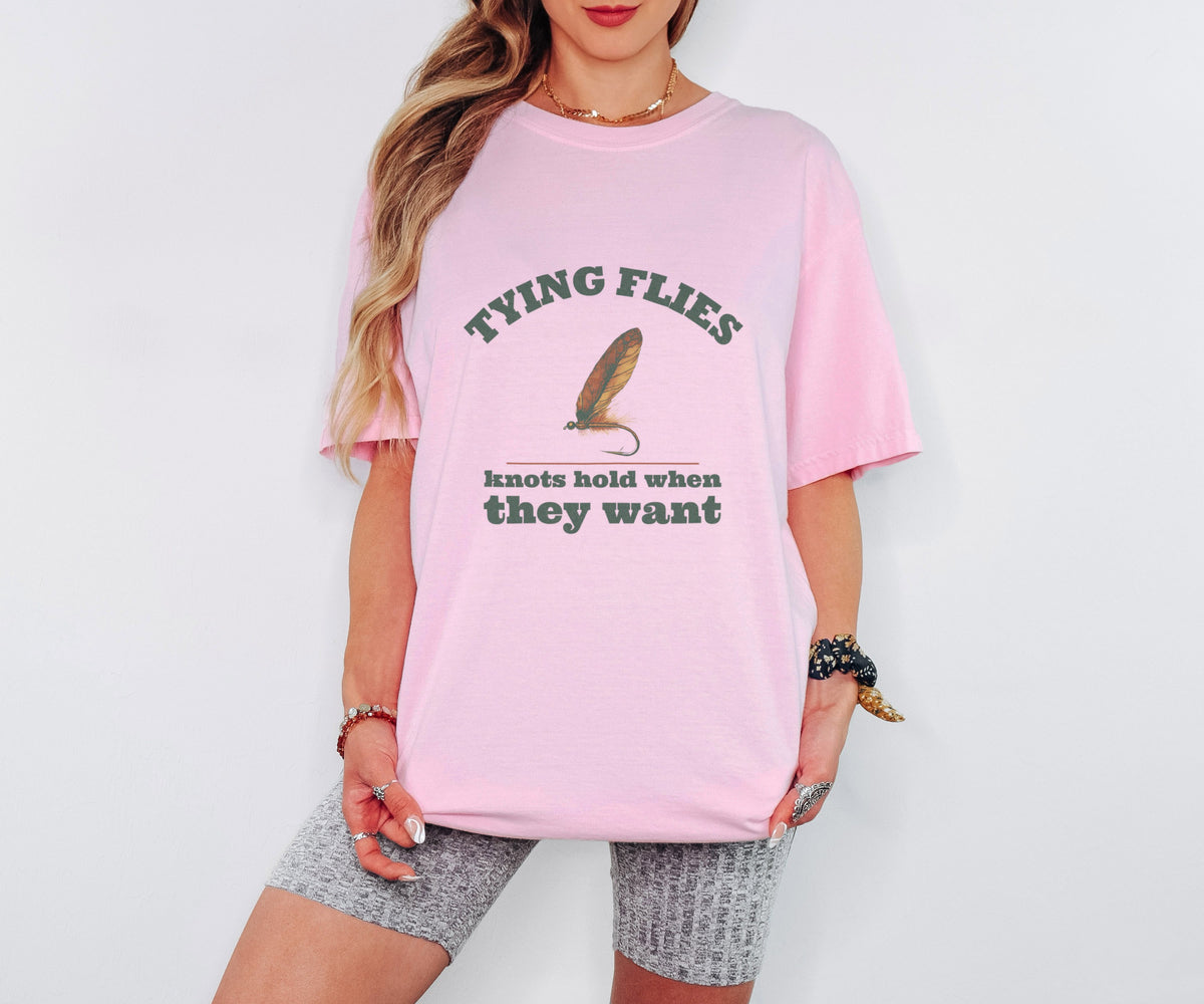 Fly Fishing Shirt Tying Flies Knots Hold When They Want Men's Tee - photo 2