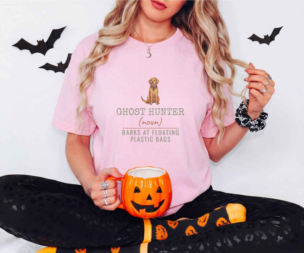 Dog Mom Halloween Shirt - Ghost Hunter Barks at Plastic Bags - photo 2