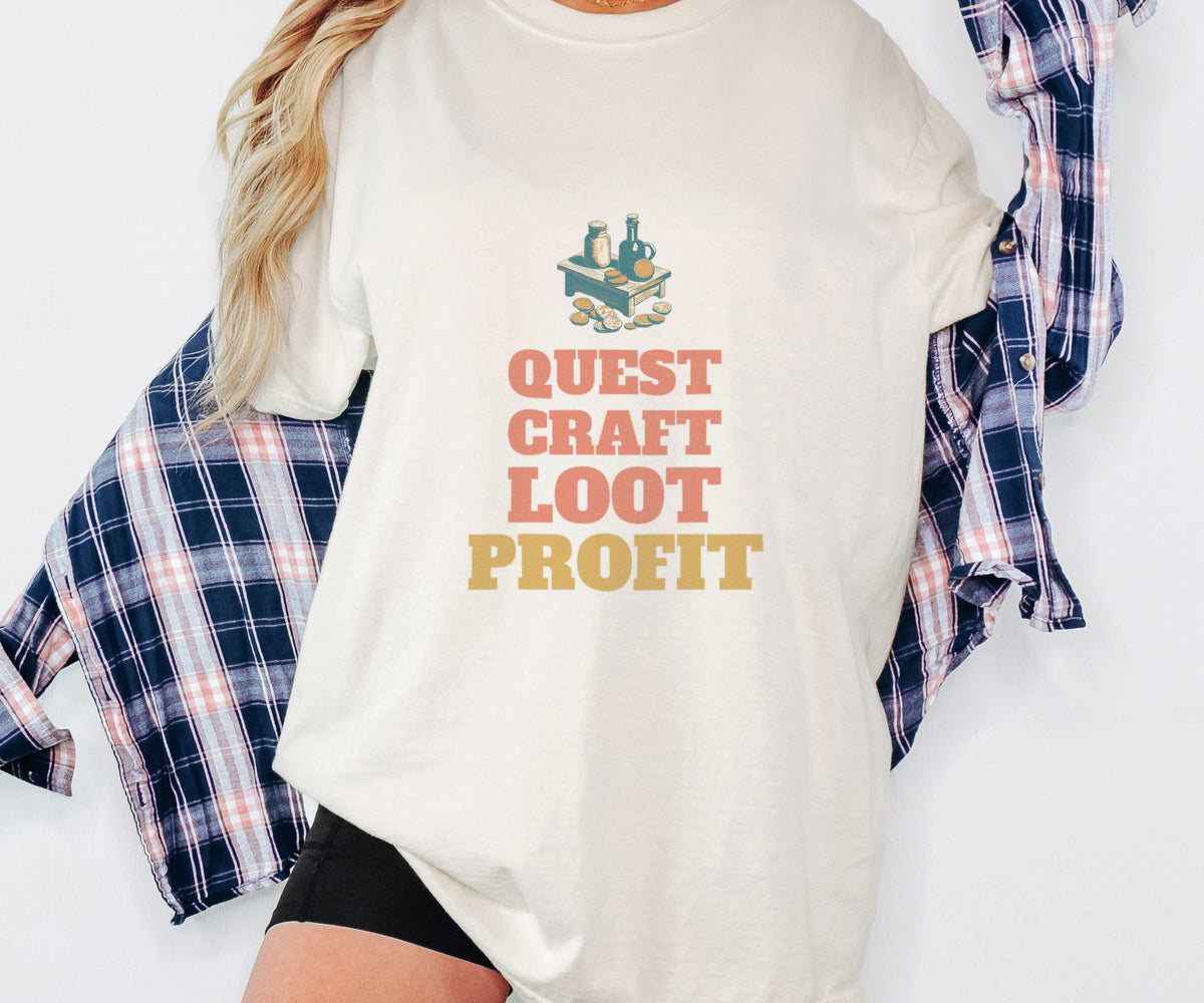 Funny MMO Gamer Shirt - Quest Craft Loot Profit - MMO Gamer Gift - photo 3