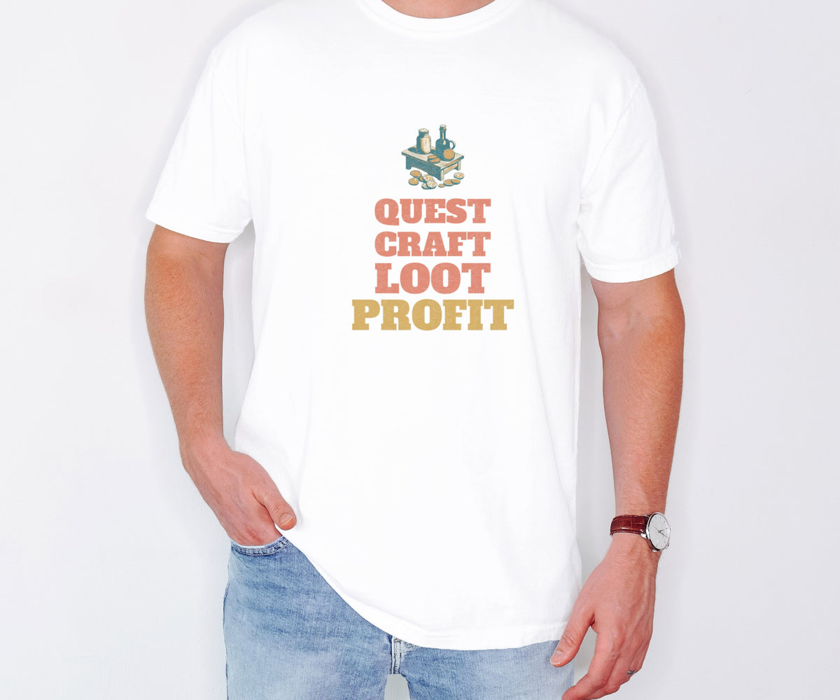 Funny MMO Gamer Shirt - Quest Craft Loot Profit - MMO Gamer Gift - photo 1