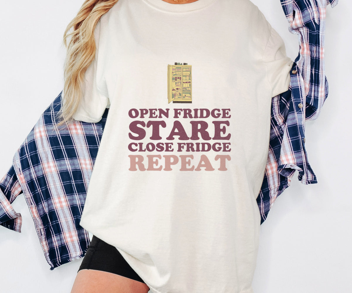 Funny Snack Lover Shirt - Open Fridge Stare Close Fridge Repeat - photo 1