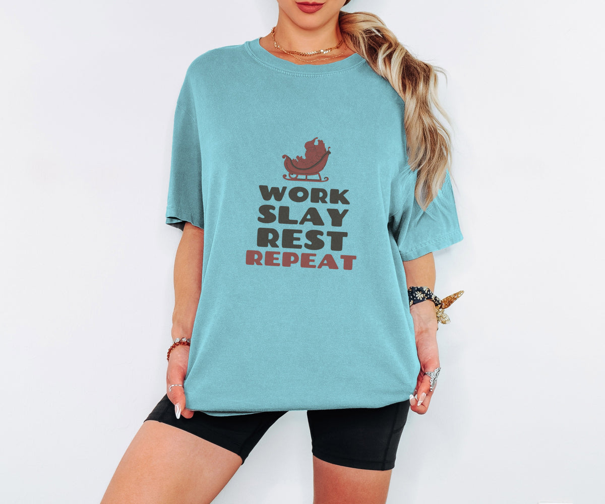 Hard Worker Christmas Shirt - Work Slay Rest Repeat Tee - photo 2