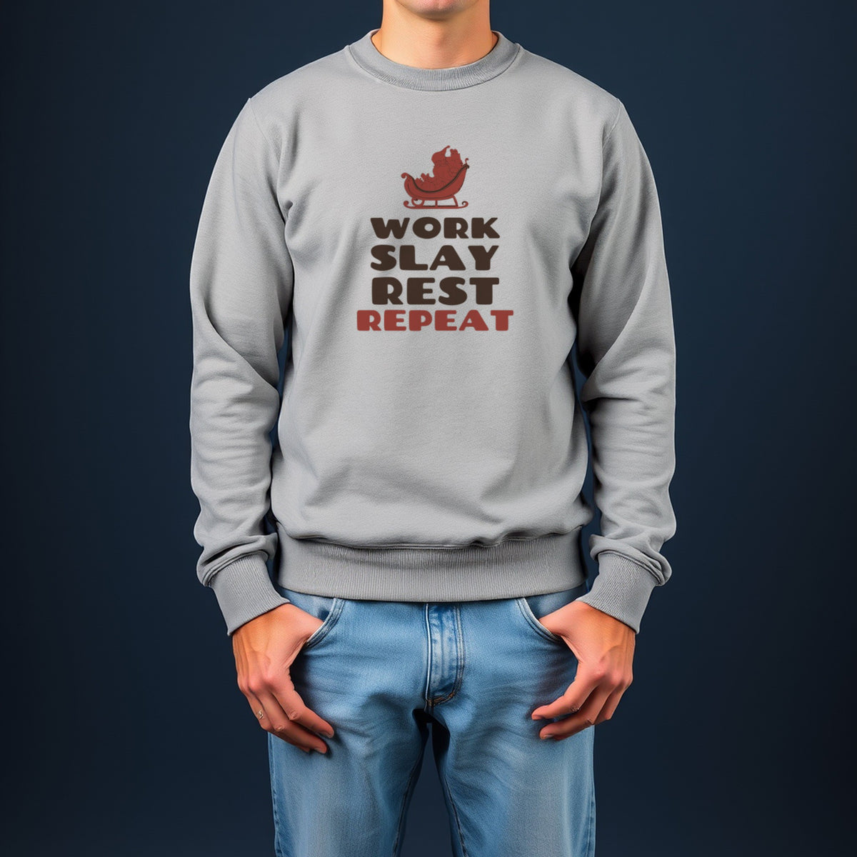 Christmas Sweatshirt - Work Slay Rest Repeat Crewneck - photo 4
