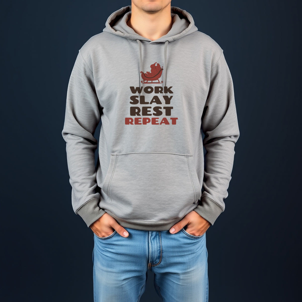 Christmas Hoodie - Work Slay Rest Repeat Pullover - photo 2