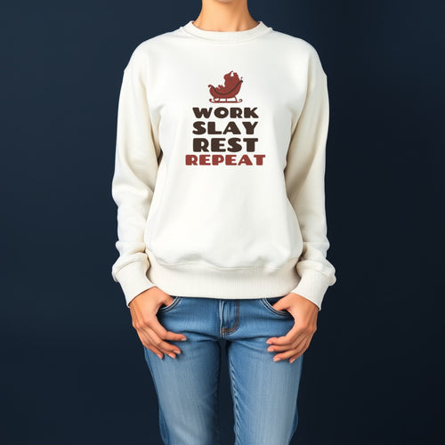 Christmas Sweatshirt - Work Slay Rest Repeat Crewneck - photo 2