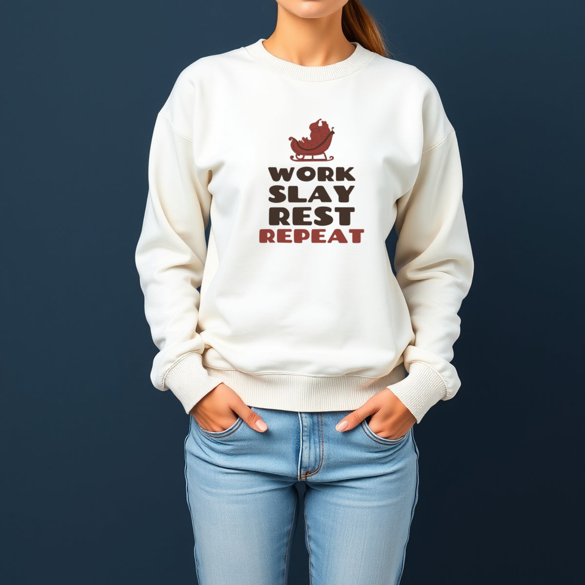 Christmas Sweatshirt - Work Slay Rest Repeat Crewneck - photo 1