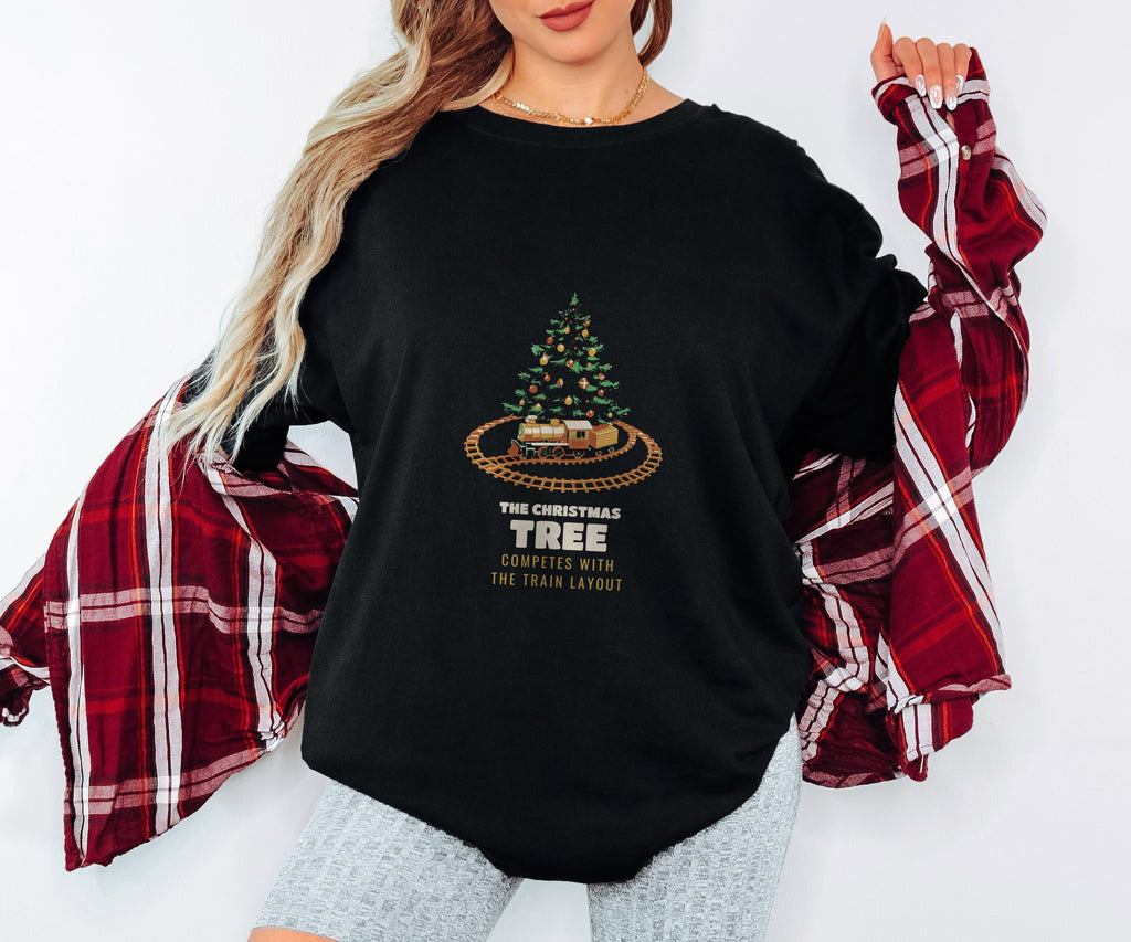 Model Train Christmas Shirt - The Tree Competes With the Layout Tee