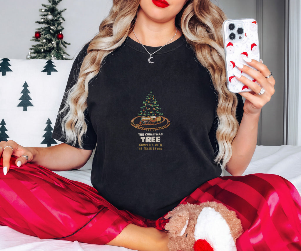 Model Train Christmas Shirt - The Tree Competes With the Layout Tee