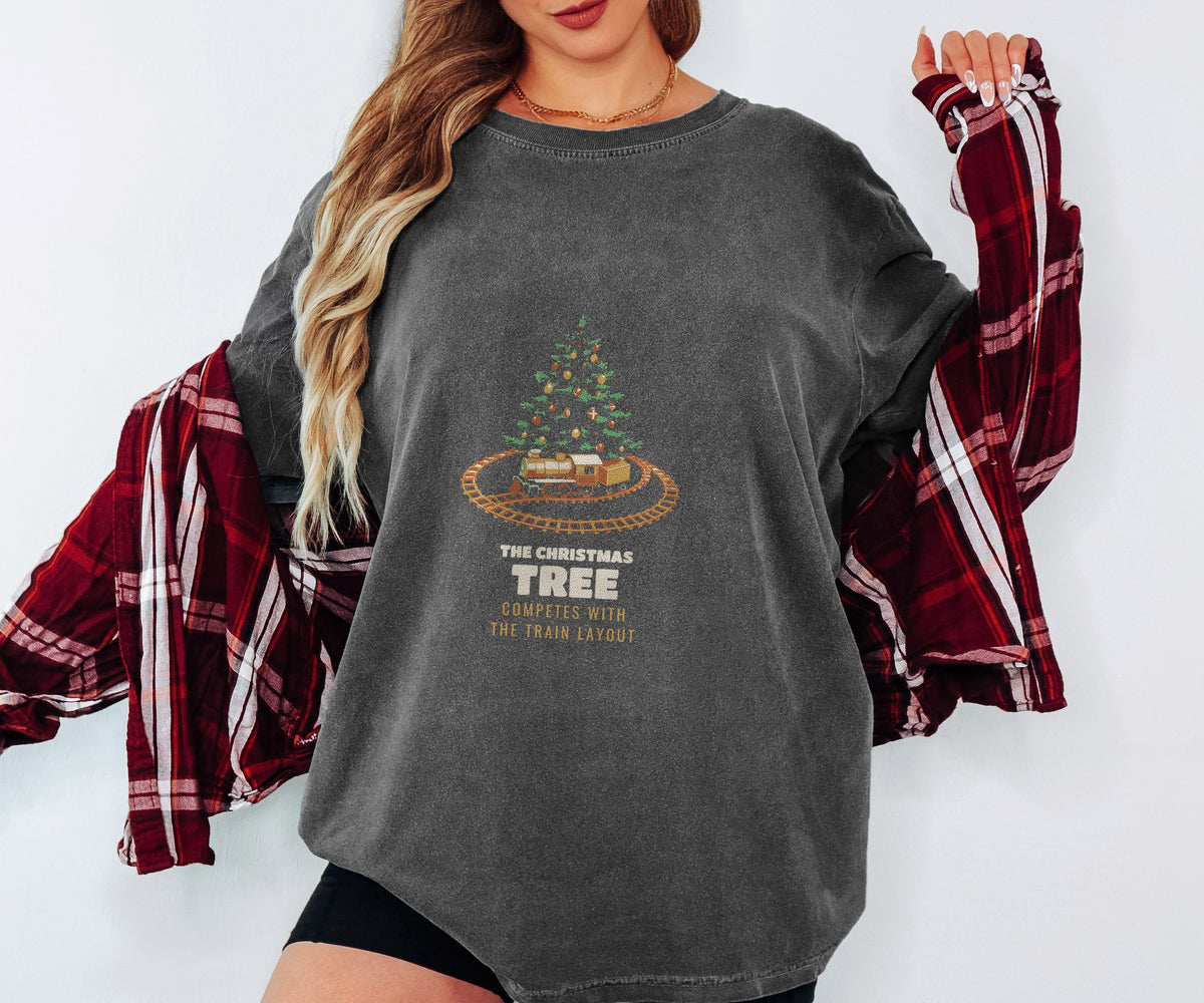 Model Train Christmas Shirt - The Tree Competes With the Layout Tee