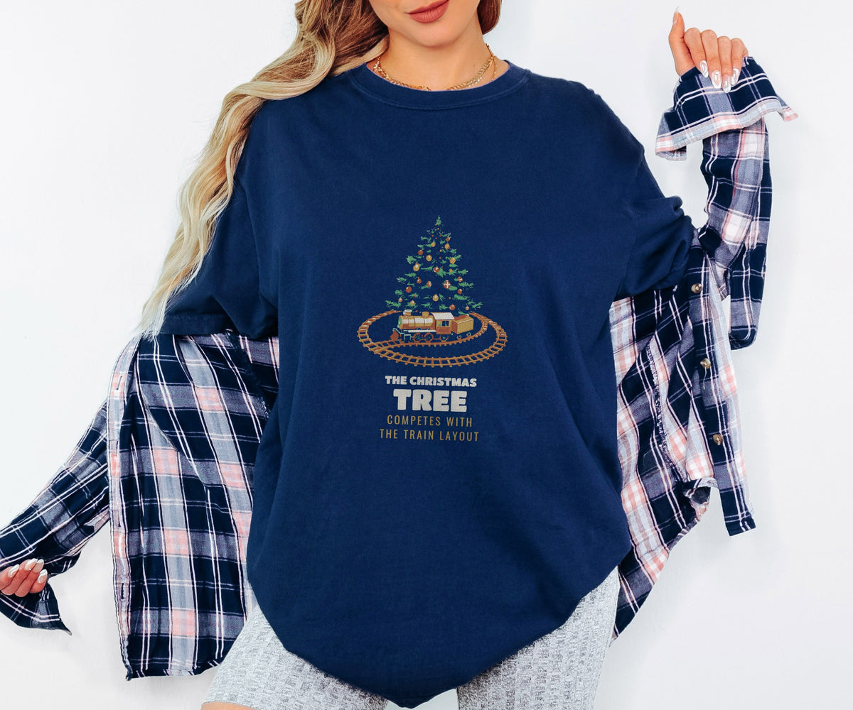 Model Train Christmas Shirt - The Tree Competes With the Layout Tee
