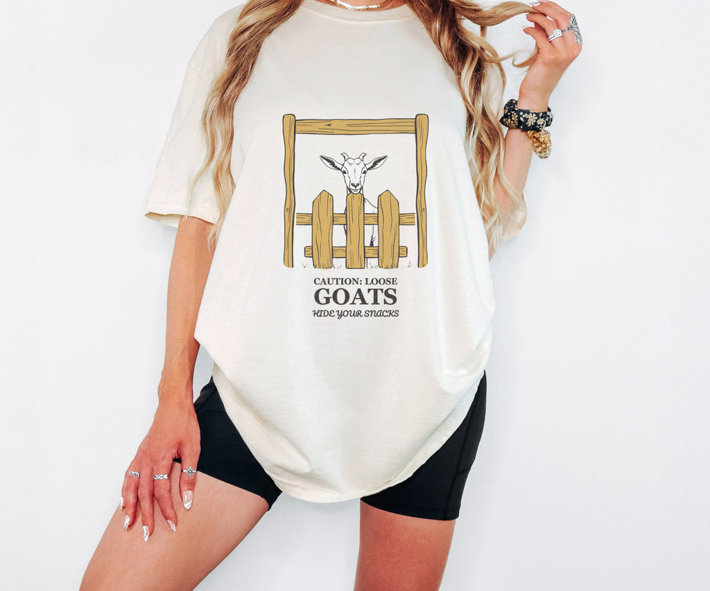Caution: Loose Goats Hide Your Snacks Shirt Goat Owner Tee - photo 1