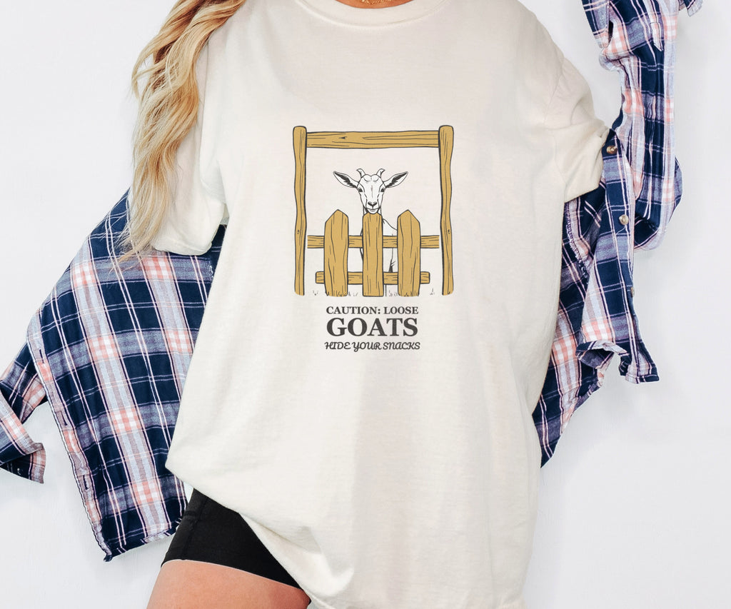 Caution: Loose Goats Hide Your Snacks Shirt Goat Owner Tee - photo 2