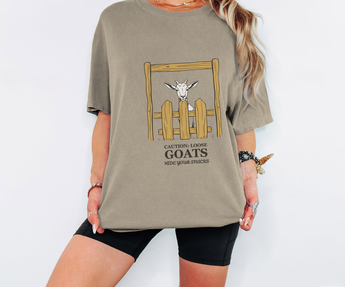 Caution: Loose Goats Hide Your Snacks Shirt Goat Owner Tee - photo 3
