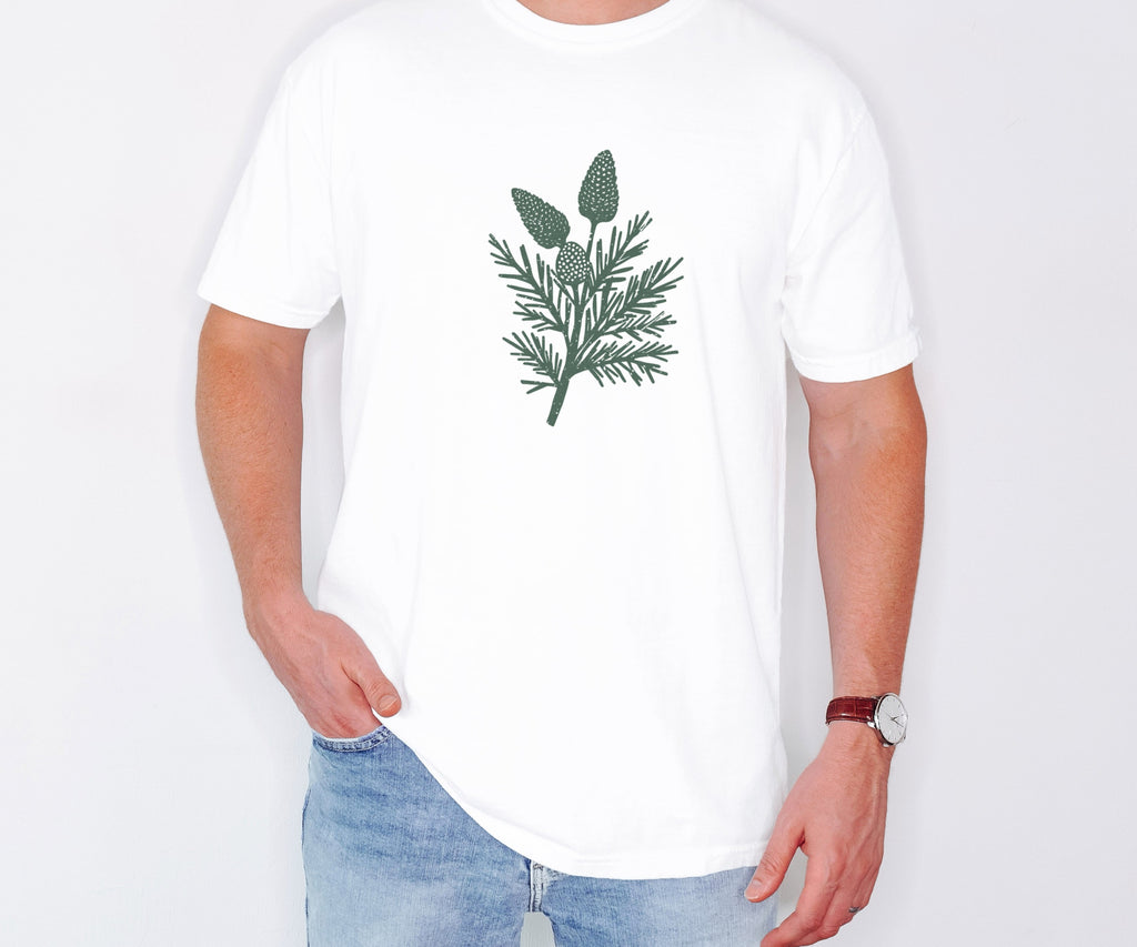 Funny Pine and Cone Shirt - Forest Imagery Winter Gift Tee - photo 1