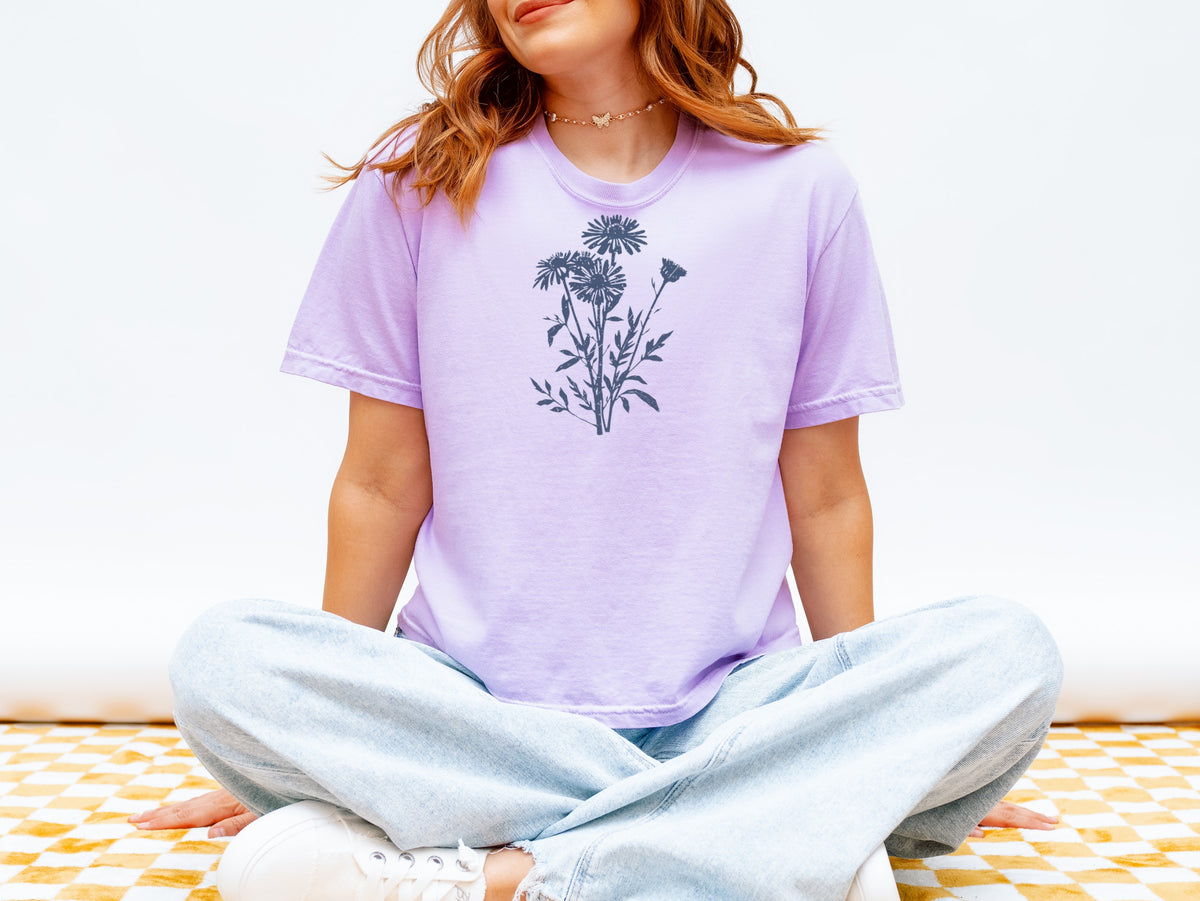 Women's Boxy Plant Lover Fall Shirt - Asters Tee - photo 2