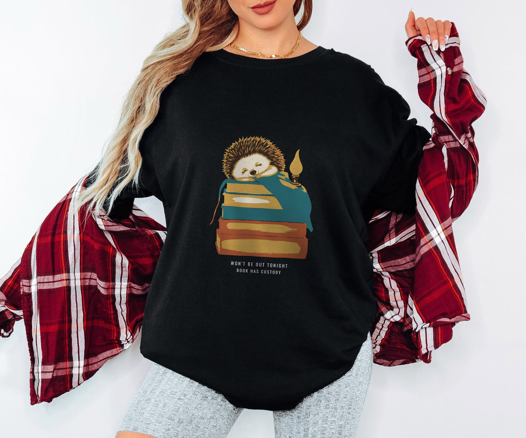 Cozy Reader Shirt - Won't Be Out Tonight Book Has Custody Tee - photo 3
