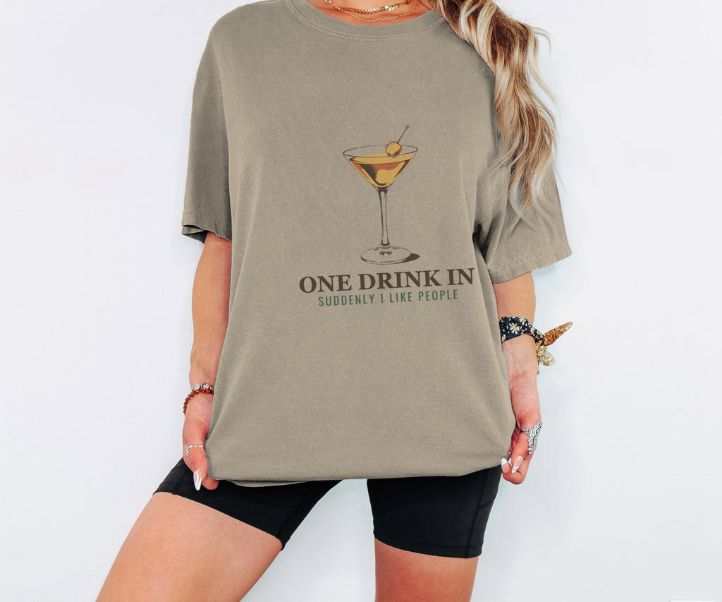 One Drink in Suddenly I Like People Shirt Introvert Tee - photo 2