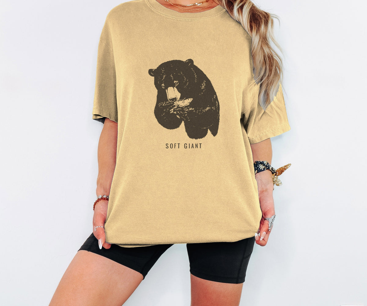 Whimsical Nature Fan Shirt - Soft Giant Tee worn in Butter