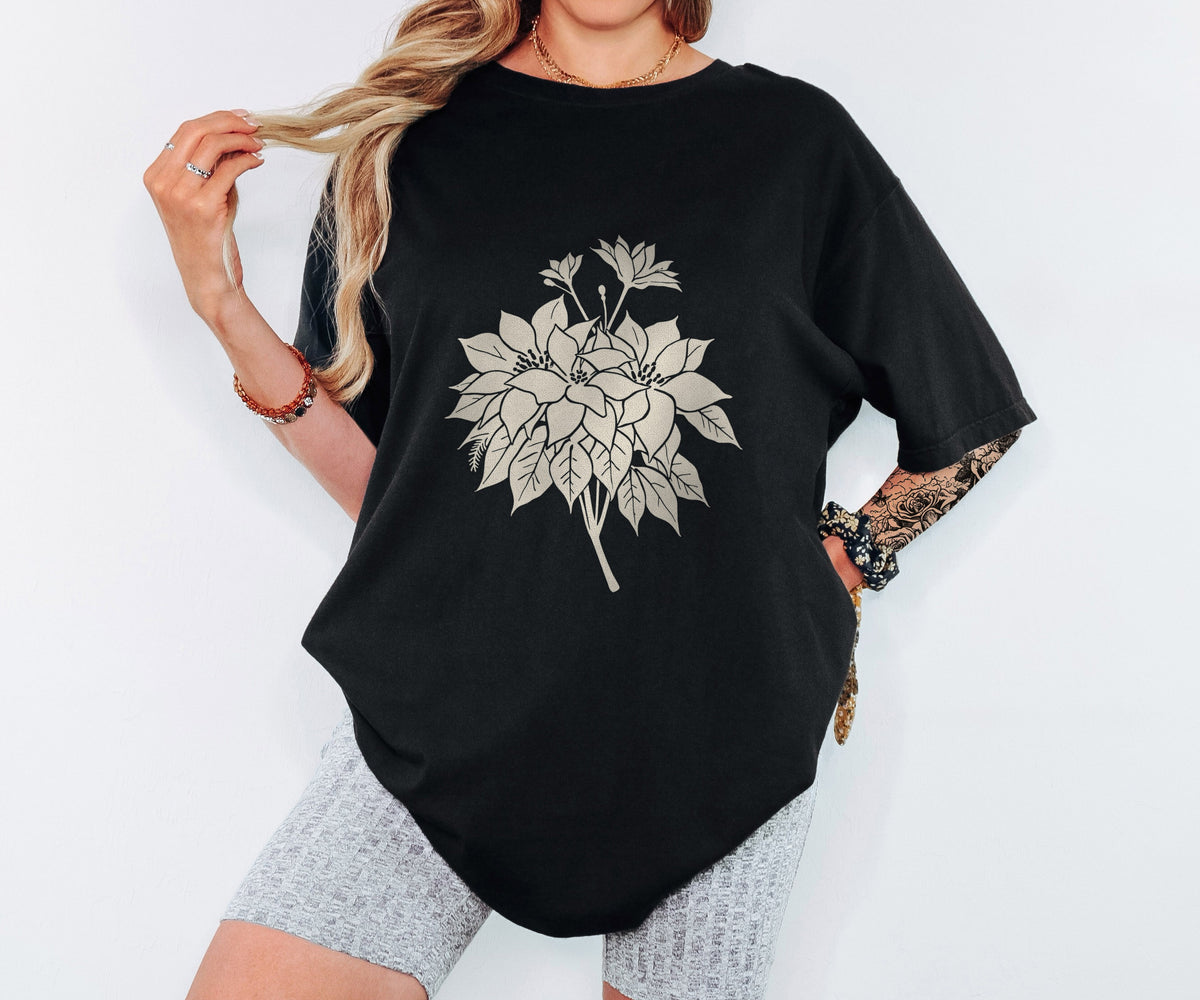 Botanical Illustration Christmas Shirt - Poinsettia Tee - photo 8
