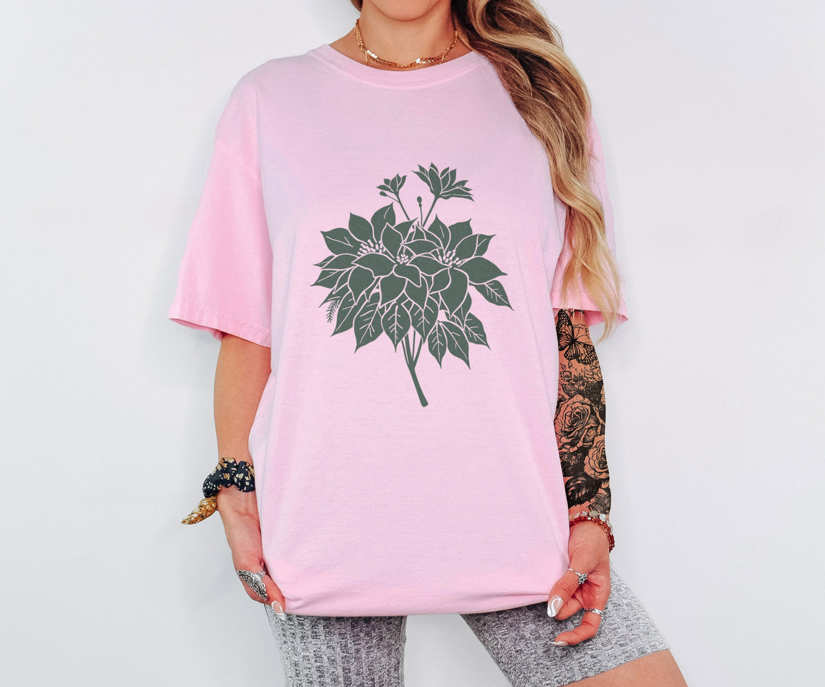 Botanical Illustration Christmas Shirt - Poinsettia Tee - photo 5