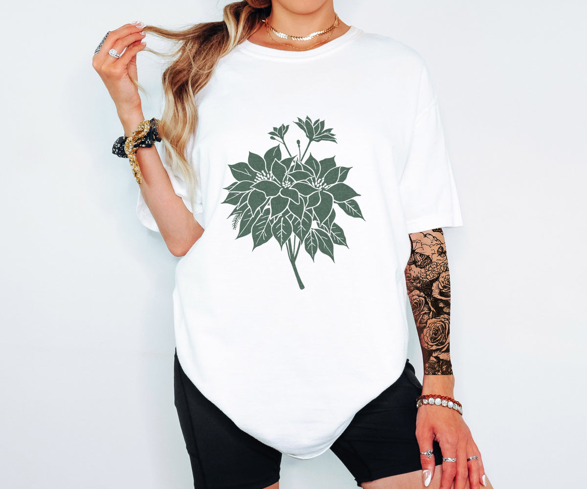 Botanical Illustration Christmas Shirt - Poinsettia Tee - photo 1