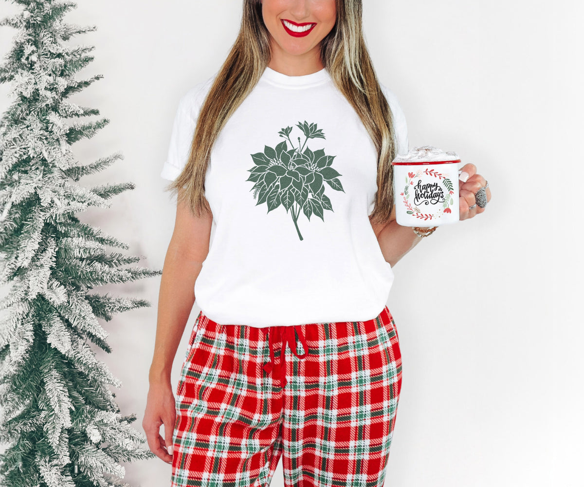 Botanical Illustration Christmas Shirt - Poinsettia Tee - photo 3