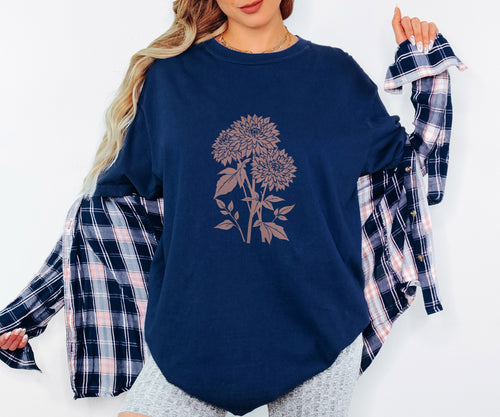 Botanical Illustration Fall Shirt - Dahlia Season Tee - photo 1