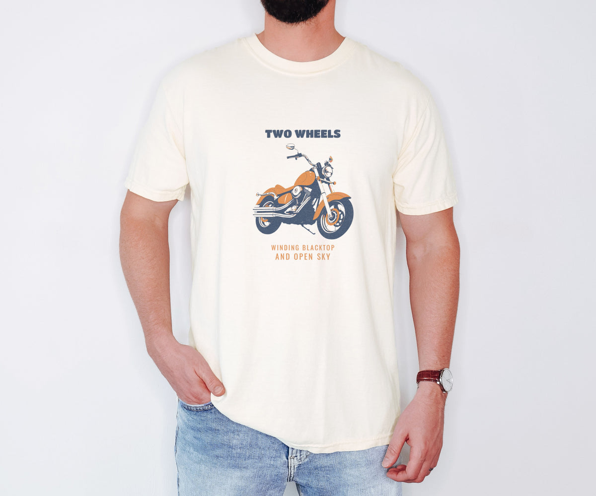Motorcycle Rider Shirt - Two Wheels Winding Blacktop and Open Sky Tee - photo 1