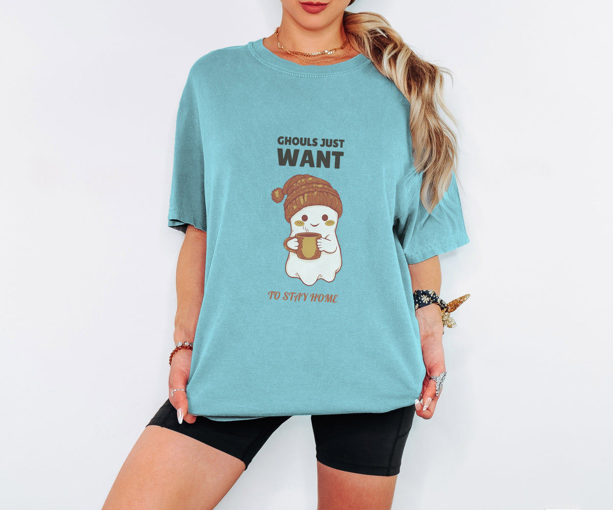 Homebody Halloween Shirt - Ghouls Just Want to Stay Home Tee - photo 1