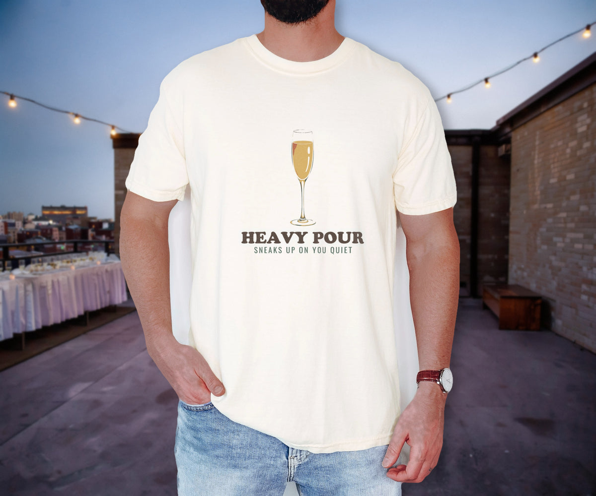 Barfly Shirt - Heavy Pour Bar Lover Tee worn in Ivory