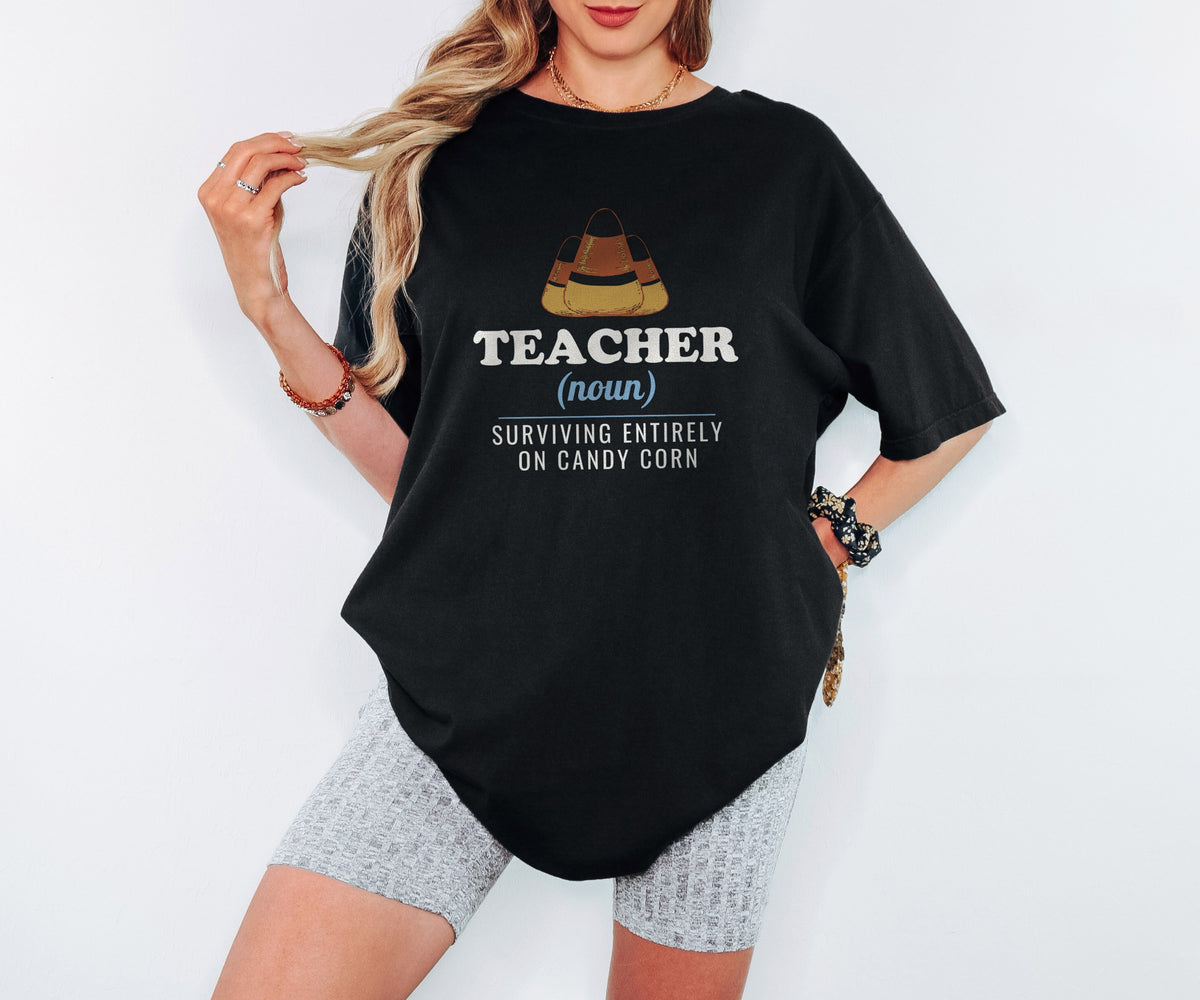 Teacher Halloween Shirt - Teacher Surviving Entirely on Candy Corn - photo 4