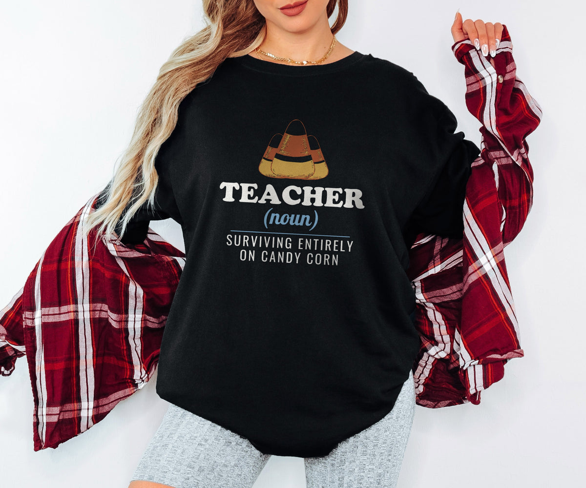 Teacher Halloween Shirt - Teacher Surviving Entirely on Candy Corn - photo 1