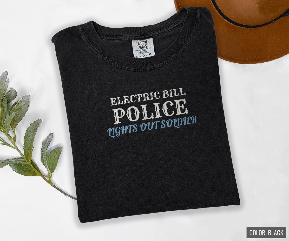 Men's Dad Winter Shirt - Electric Bill Police Lights Out Soldier Tee - photo 4