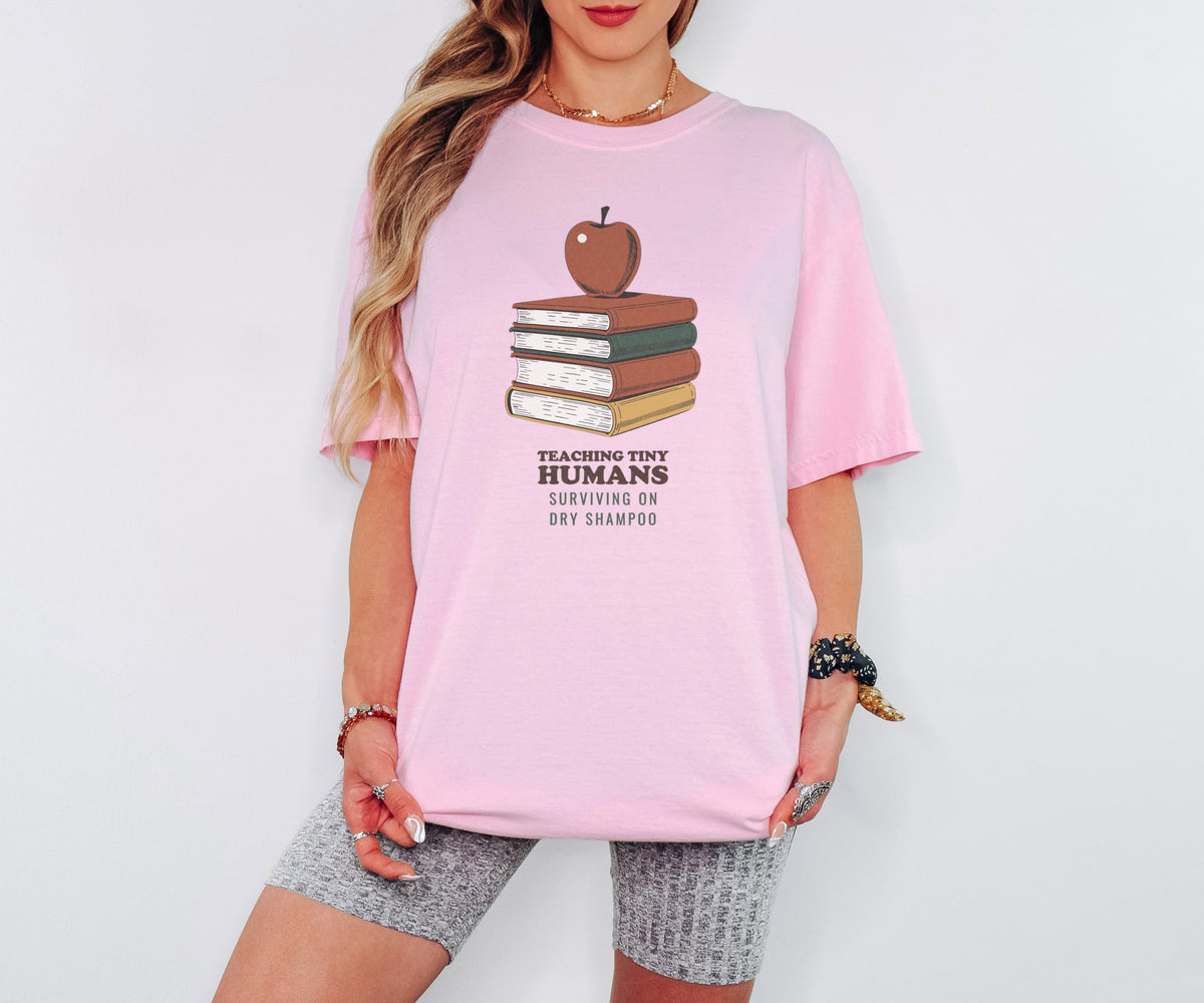 Elementary Teacher Shirt - Teaching Tiny Humans Surviving on Dry worn
