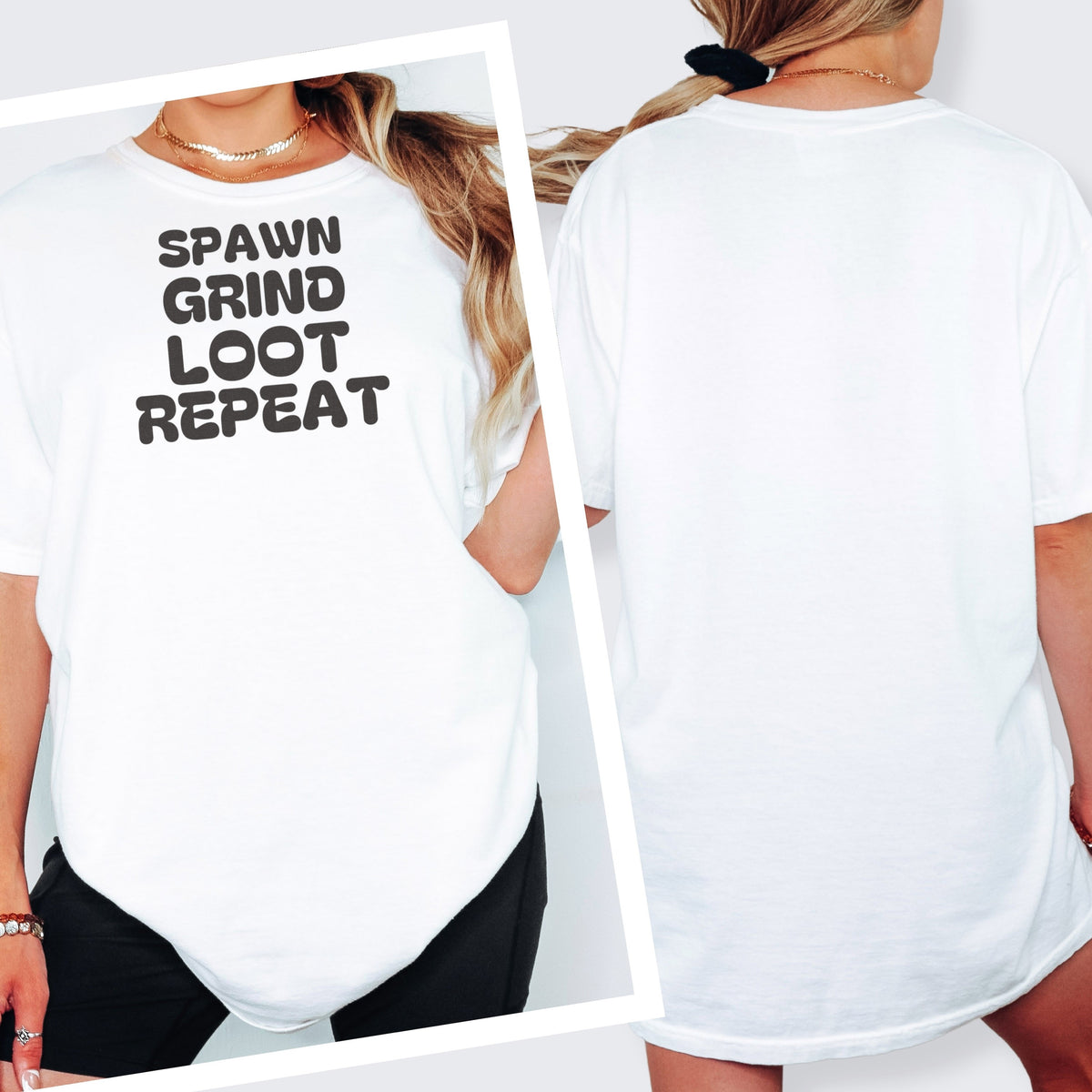 Hardcore Mmo Level Grinder Shirt - Spawn Grind Loot Repeat Tee - photo 3