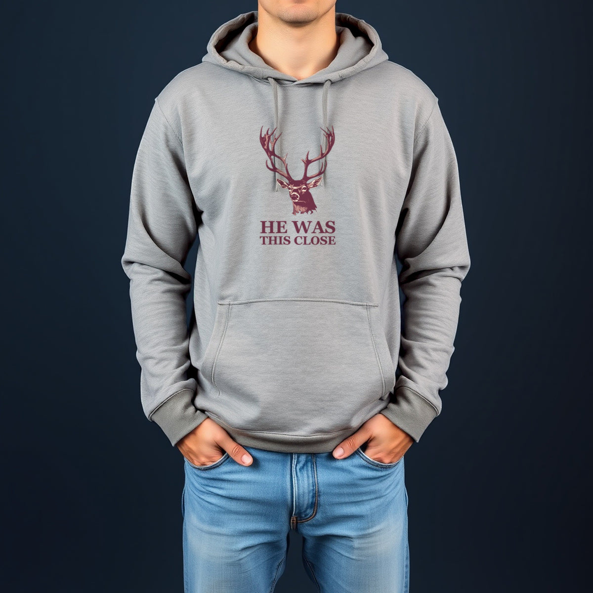 Deer Hunter Hoodie - He Was This Close Funny Hunting Pullover - photo 2