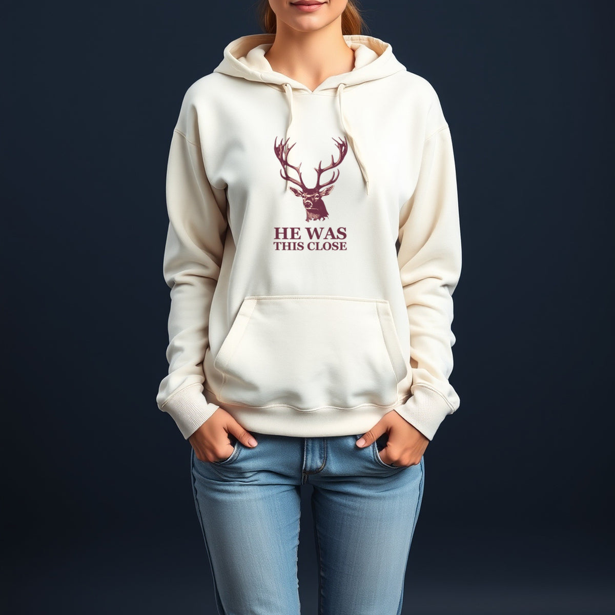 Deer Hunter Hoodie - He Was This Close Funny Hunting Pullover - photo 1