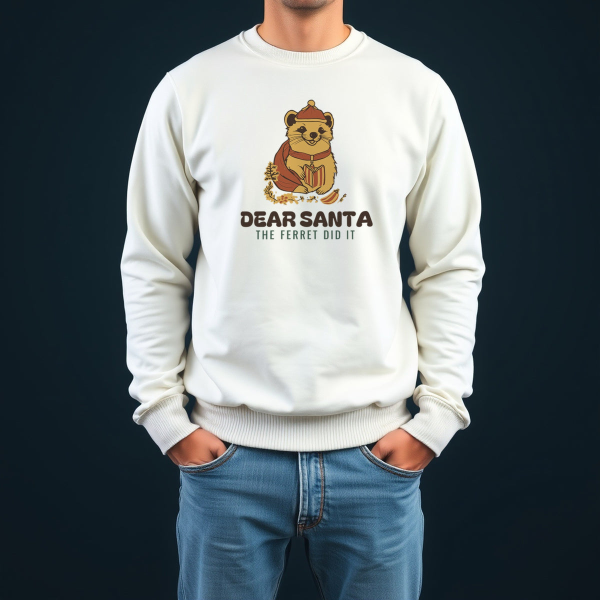 Ferret Owner Christmas Sweatshirt - Dear Santa Crewneck - photo 3