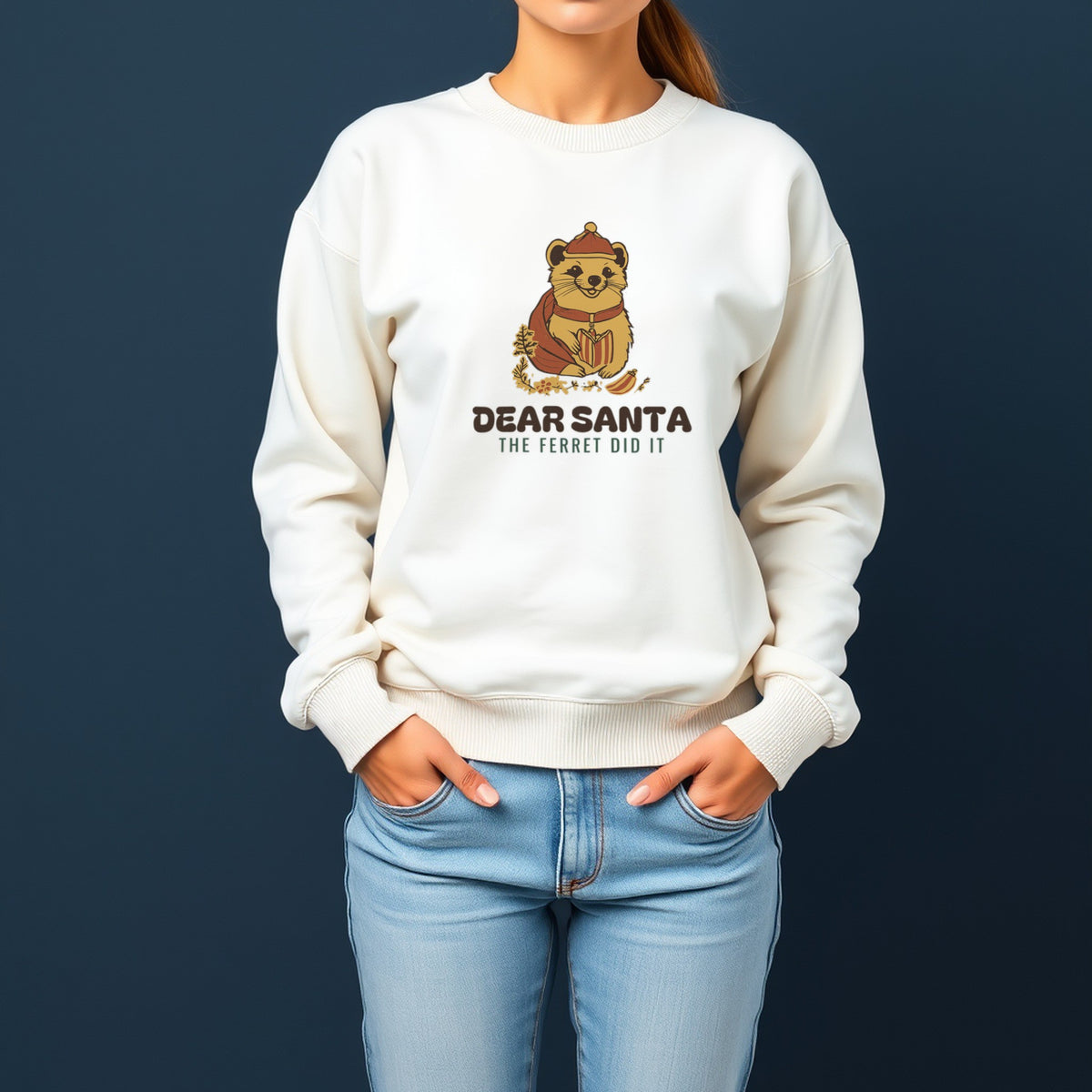 Ferret Owner Christmas Sweatshirt - Dear Santa Crewneck - photo 1