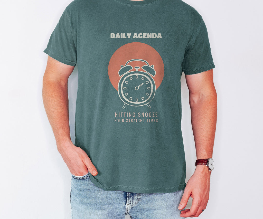 Funny Adulting Shirt - Hitting Snooze Four Times Tee worn