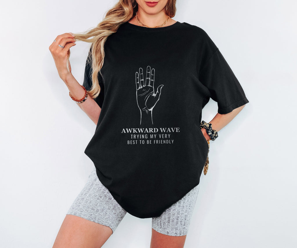 Introvert Shirt - Awkward Wave Trying My Best to Be Friendly Tee worn