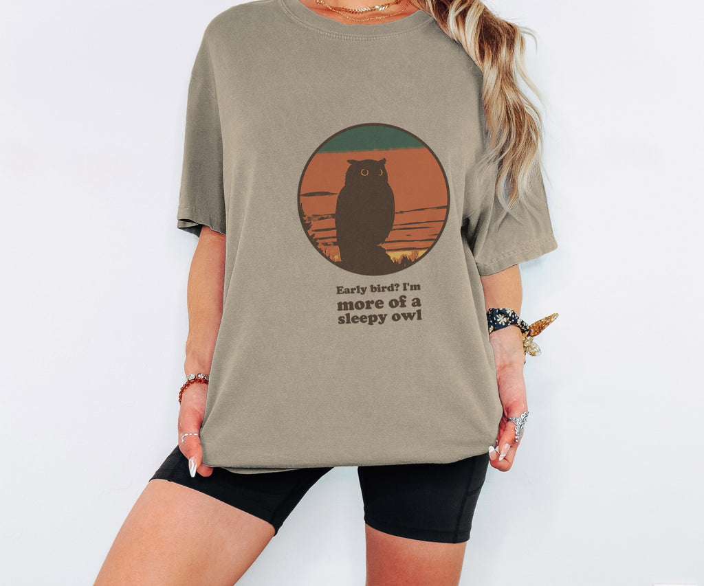Night Owl Gift Shirt - Early Bird? I'm More of a Sleepy Owl Tee - photo 3