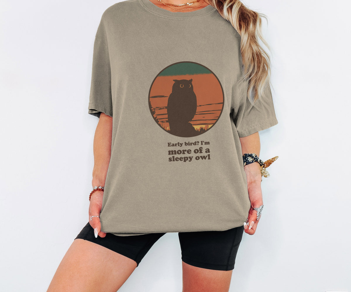 Night Owl Gift Shirt - Early Bird? I'm More of a Sleepy Owl Tee - photo 3