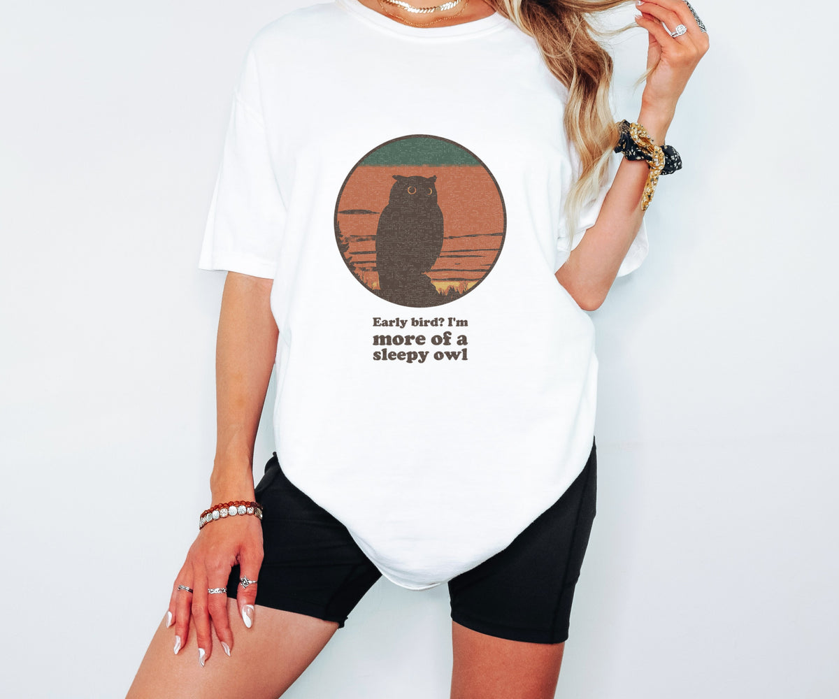 Night Owl Gift Shirt - Early Bird? I'm More of a Sleepy Owl Tee - photo 4