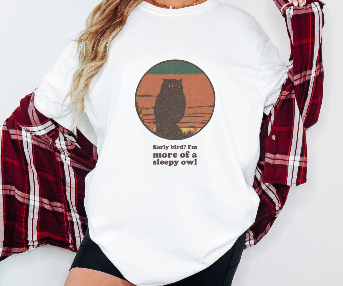 Night Owl Gift Shirt - Early Bird? I'm More of a Sleepy Owl Tee - photo 5