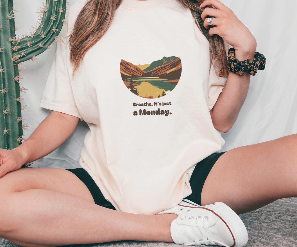 Mindfulness Gift Shirt - Breathe. It's Just a Monday. Tee - photo 3